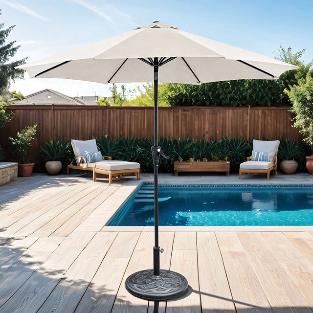 Tano 9' Outdoor Umbrella + 21" Round Base - JRS Patio