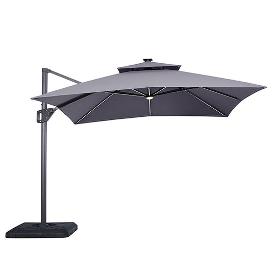 Aurora 10 Ft Square Umbrella W/ Double Top W/ LED Light + 37" Large Base - JRS Patio