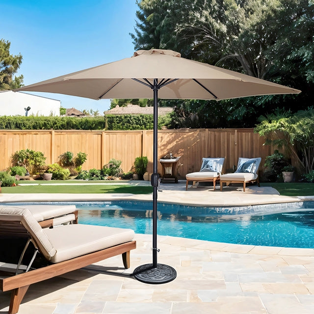 Lali 9 Ft Outdoor Umbrella + 21" Round Base - JRS Patio