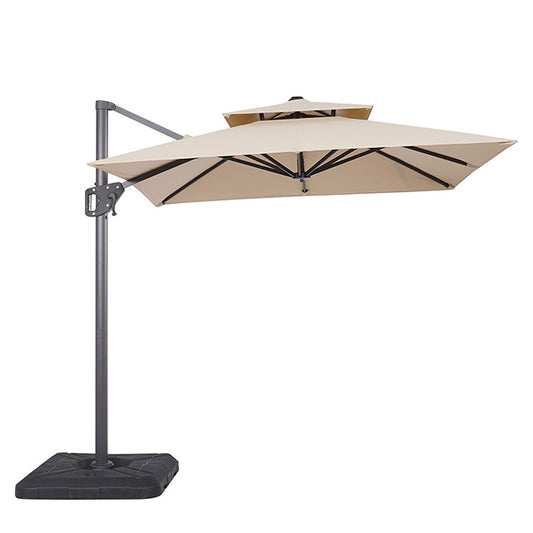 Fida 8 Ft Square Umbrella W/ Double Top + 37" Large Base - JRS Patio