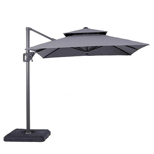Fida 8 Ft Square Umbrella W/ Double Top + 37" Large Base - JRS Patio