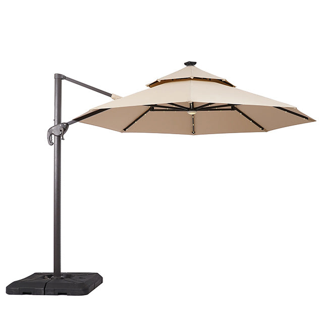 Nuti 10 FT Round Umbrella W/ LED Light + 37" Large Base - JRS Patio