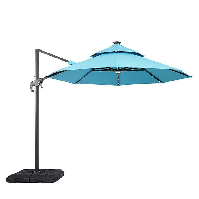 Nuti 10 FT Round Umbrella W/ LED Light + 37" Large Base - JRS Patio