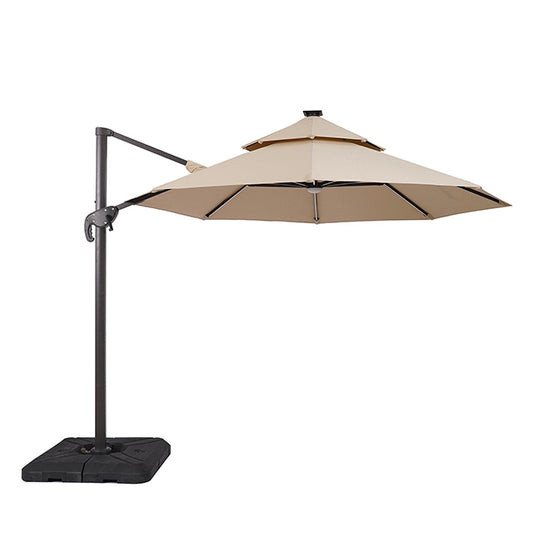 Fera 10 FT Round Umbrella W/ LED Bulb + 37" Large Base - JRS Patio