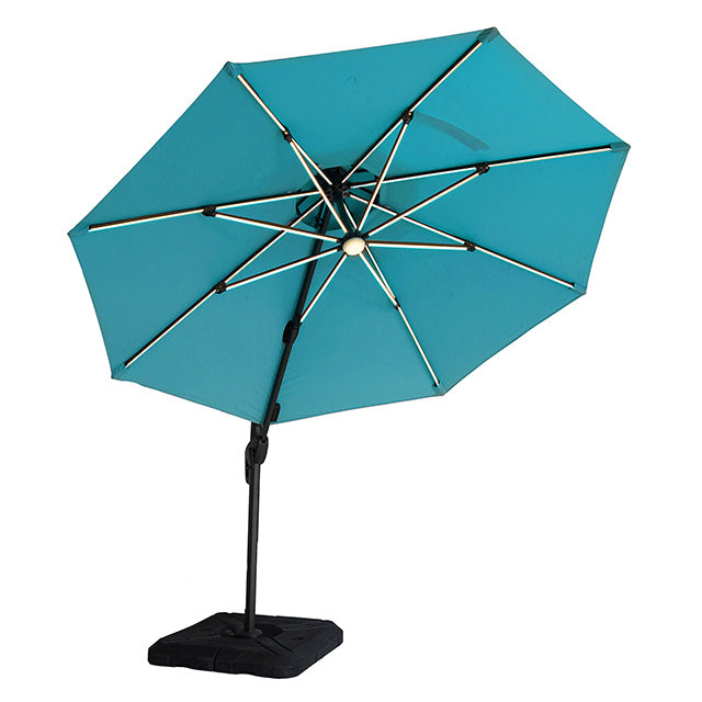 Fera 10 Ft Round Umbrella W/ LED Bulb + 37" Large Base - JRS Patio