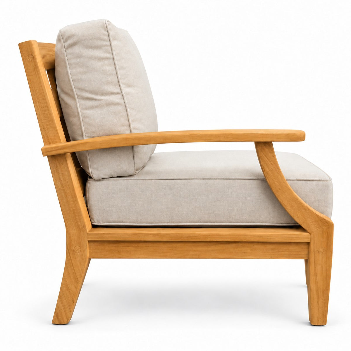 Mila Teak Outdoor U-Shape Sectional – 7 Piece – side profile of the Grade A teak frame | Jr's Patio San Diego