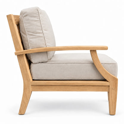 Mila Teak Outdoor Sofa & Loveseat Lounge Set – 2 Piece – side profile of the Grade A teak frame | Jr's Patio San Diego