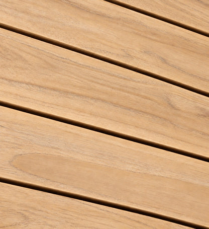 Mila Teak Dining Set – 7 Piece – slatted solid teak tabletop close-up | Jr's Patio San Diego