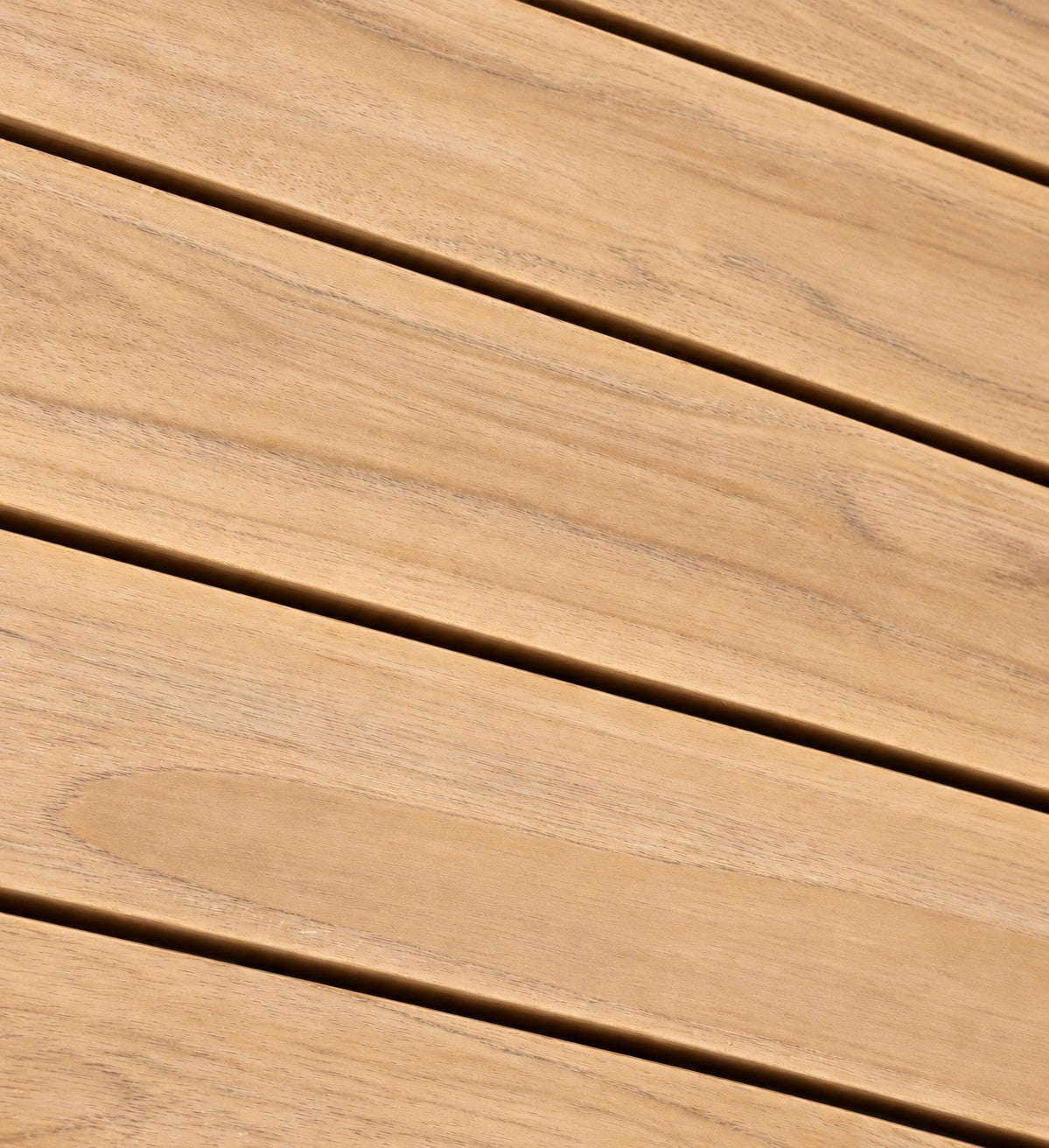 Mila Teak Coffee Table – slatted solid teak tabletop close-up | Jr's Patio San Diego