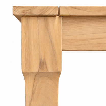 Mila Teak Side Table – teak table leg and apron corner detail | Jr's Patio San Diego