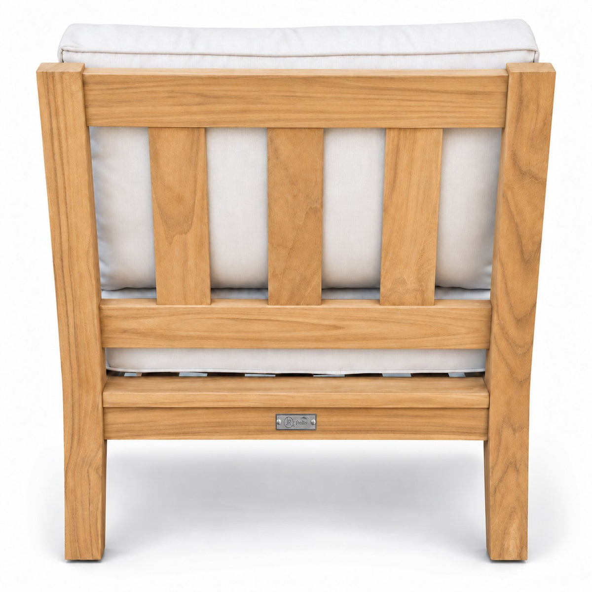 Mila Teak Armless Sectional Chair – back view showing the slatted teak back | Jr's Patio San Diego