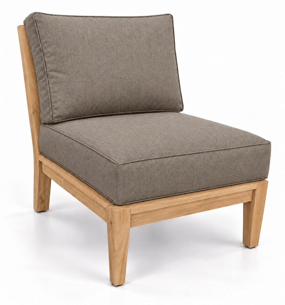Mila Teak Armless Sectional Chair in Sunbrella 40432 Cast Shale | Jr's Patio San Diego