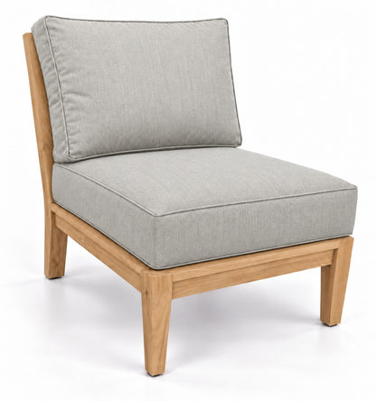Mila Teak Armless Sectional Chair in Sunbrella 5402 Canvas Granite | Jr's Patio San Diego