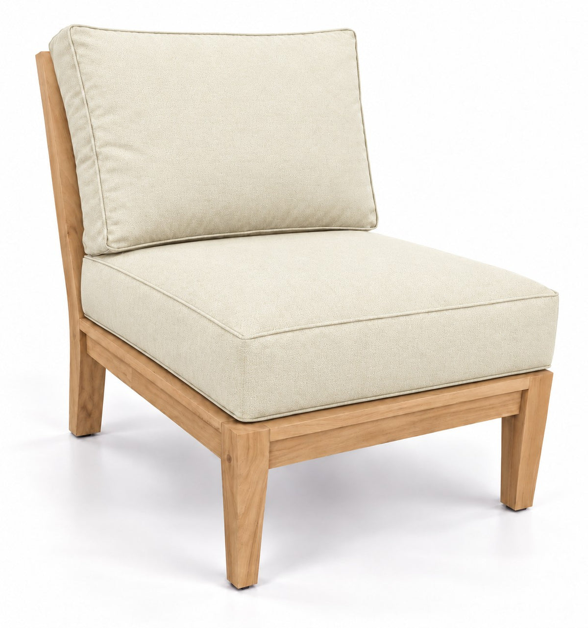 Mila Teak Armless Sectional Chair in Sunbrella 5453 Canvas Canvas | Jr's Patio San Diego