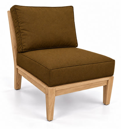 Mila Teak Armless Sectional Chair in Sunbrella 5488 Canvas Teak | Jr's Patio San Diego