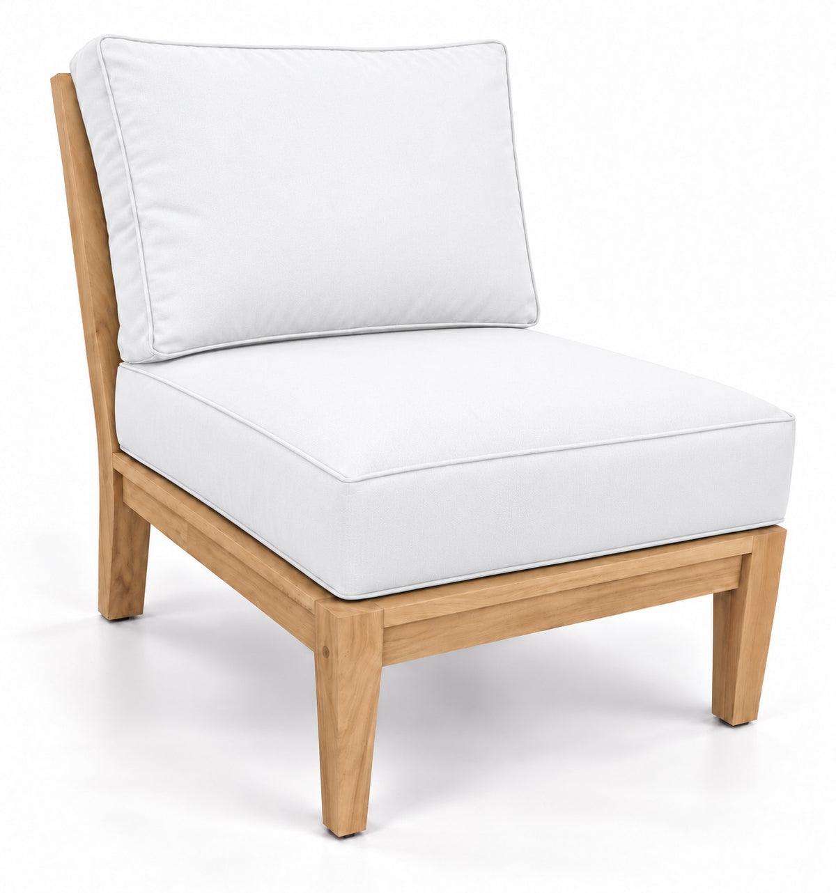 Mila Teak Armless Sectional Chair in Olefin White | Jr's Patio San Diego