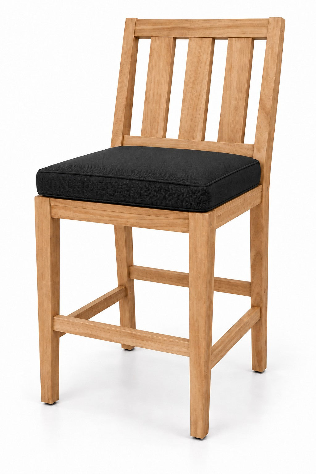 Mila Teak Bar Stool in Sunbrella 5408 Canvas Black | Jr's Patio San Diego