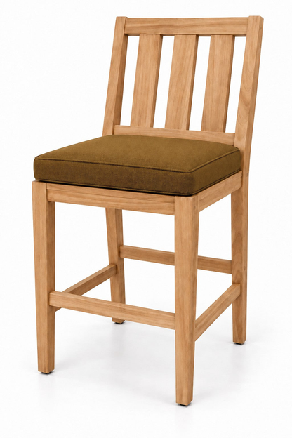Mila Teak Bar Stool in Sunbrella 5488 Canvas Teak | Jr's Patio San Diego