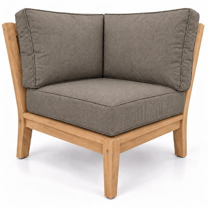 Mila Teak Corner Sectional Chair in Sunbrella 40432 Cast Shale | Jr's Patio San Diego