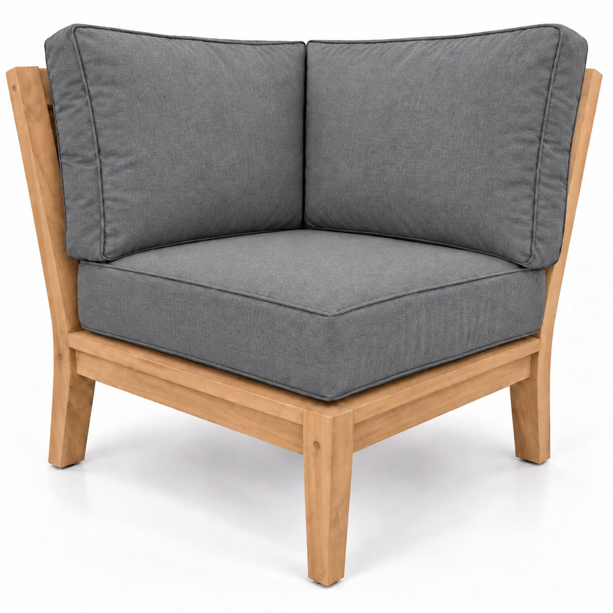 Mila Teak Corner Sectional Chair in Sunbrella 40434 Cast Slate | Jr's Patio San Diego