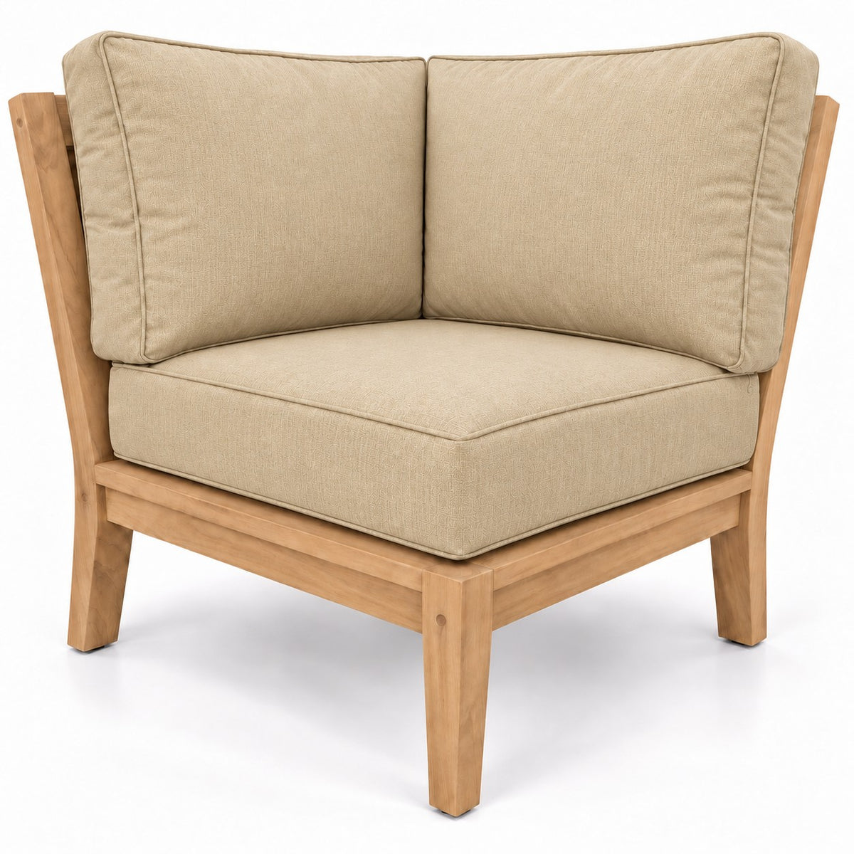 Mila Teak Corner Sectional Chair in Sunbrella 48019 Spectrum Sand | Jr's Patio San Diego