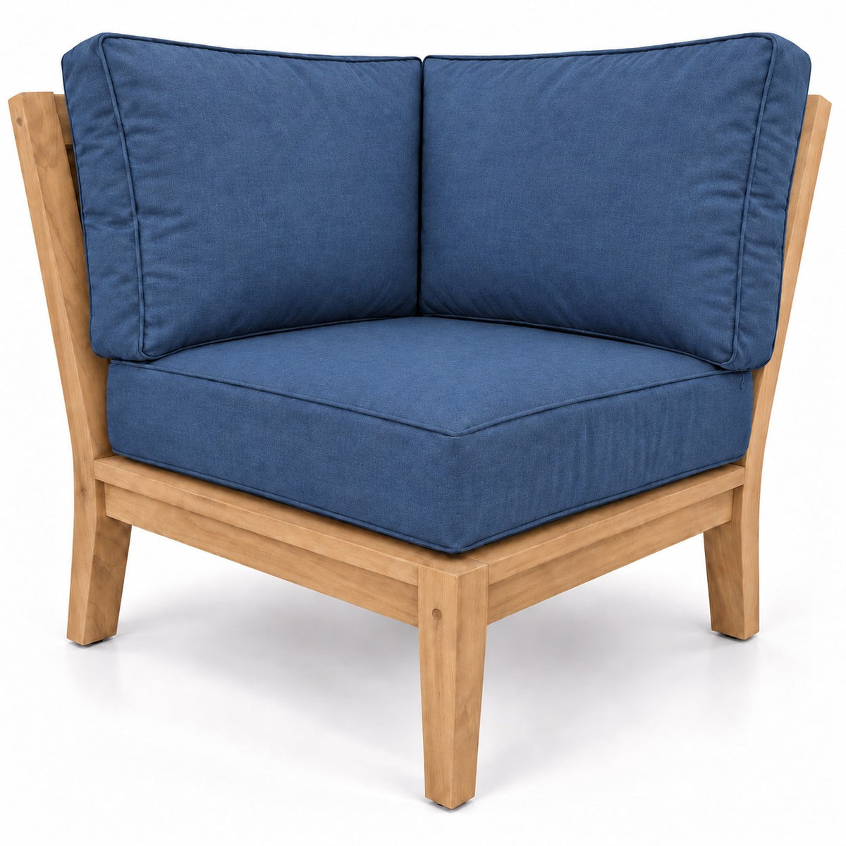 Mila Teak Corner Sectional Chair in Sunbrella 48080 Spectrum Indigo | Jr's Patio San Diego