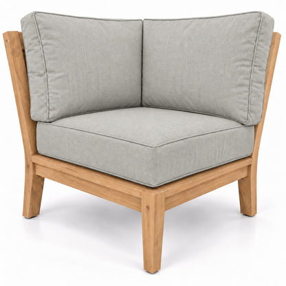 Mila Teak Corner Sectional Chair in Sunbrella 5402 Canvas Granite | Jr's Patio San Diego