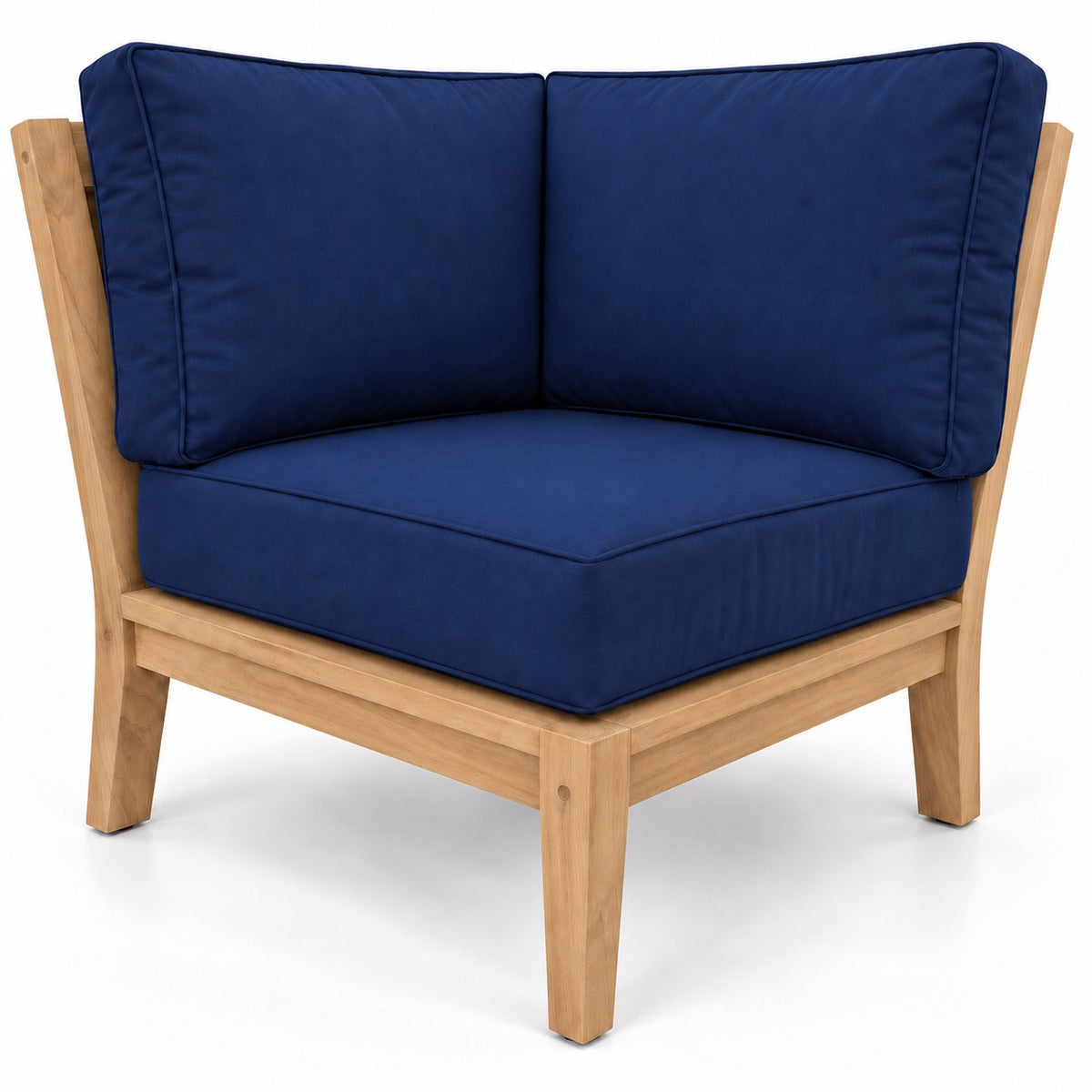 Mila Teak Corner Sectional Chair in Sunbrella 5439 Canvas Navy | Jr's Patio San Diego