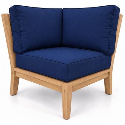 Mila Teak Corner Sectional Chair in Sunbrella 5439 Canvas Navy | Jr's Patio San Diego