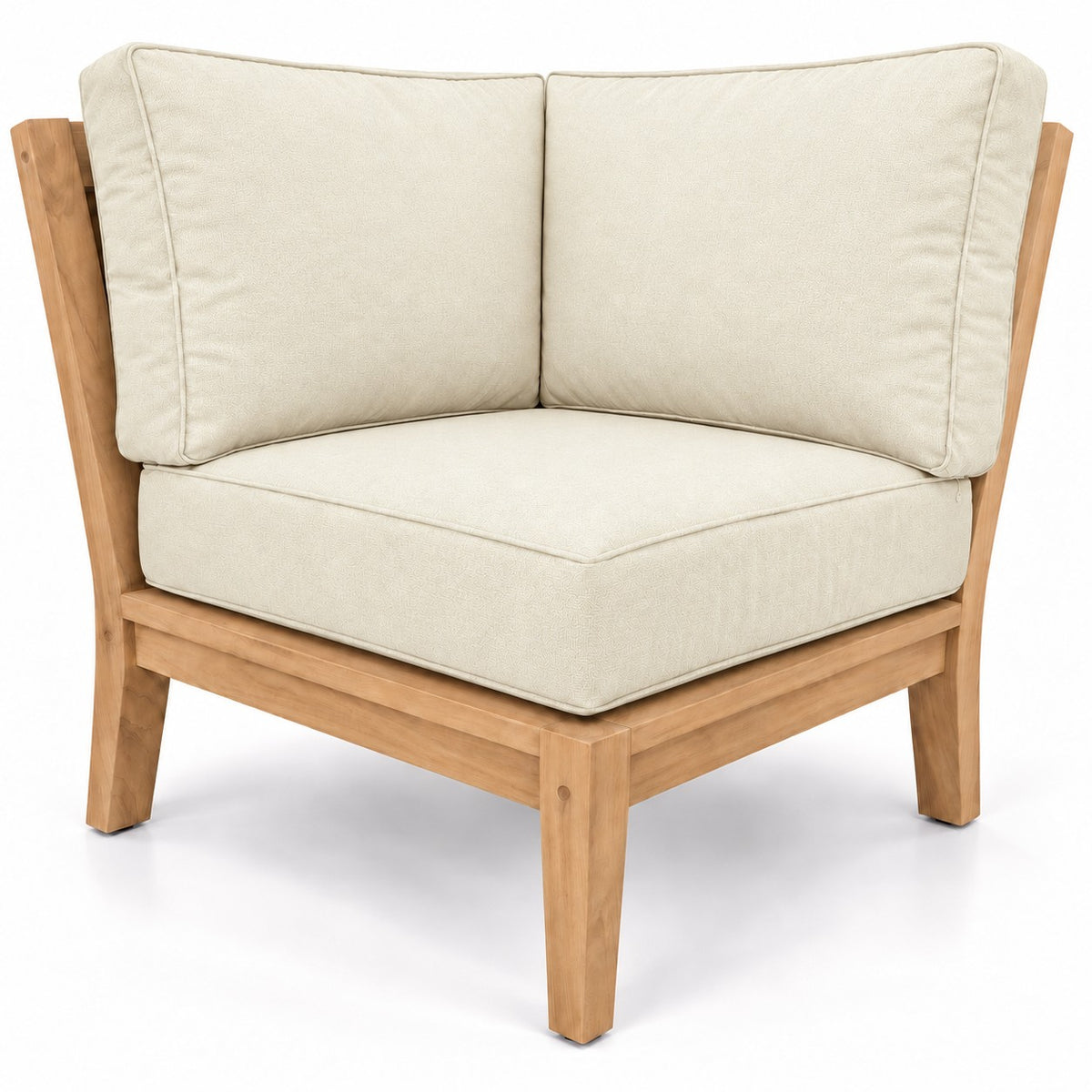 Mila Teak Corner Sectional Chair in Sunbrella 5453 Canvas Canvas | Jr's Patio San Diego