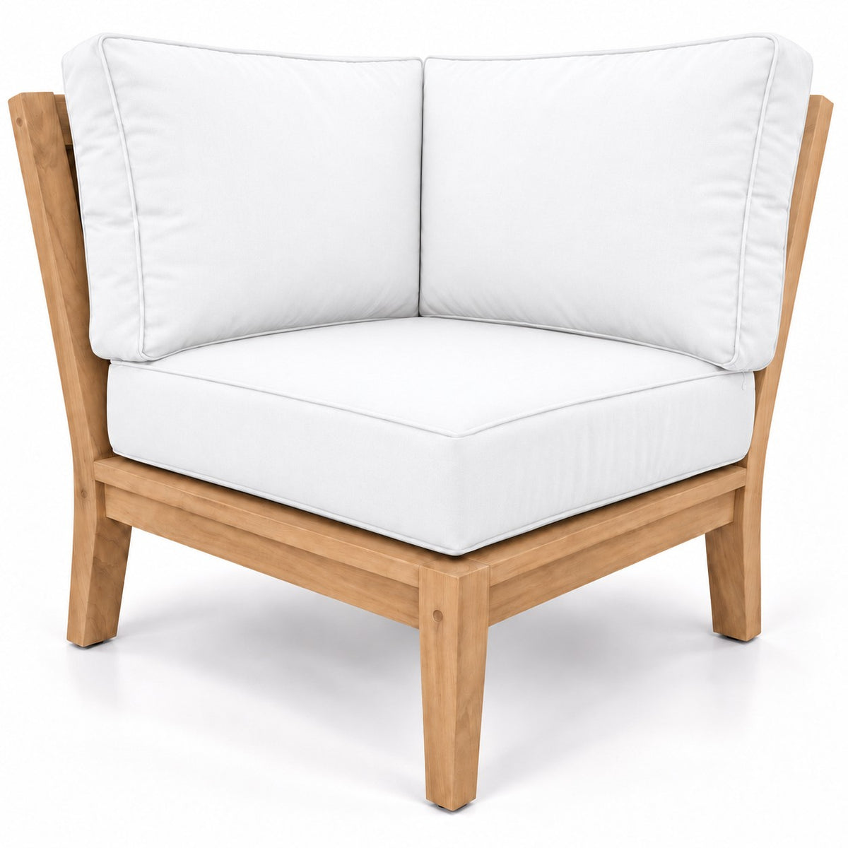 Mila Teak Corner Sectional Chair in Olefin White | Jr's Patio San Diego