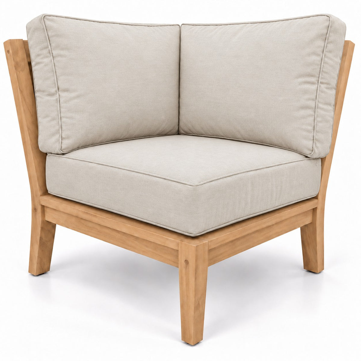 Mila Teak Corner Sectional Chair in Olefin Beige | Jr's Patio San Diego