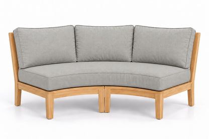Mila Teak Curve Sectional Sofa in Sunbrella 5402 Canvas Granite | Jr's Patio San Diego