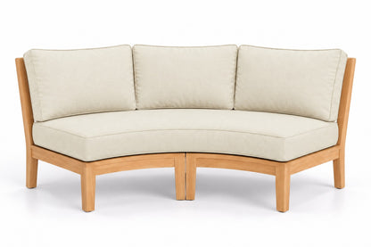 Mila Teak Curve Sectional Sofa in Sunbrella 5453 Canvas Canvas | Jr's Patio San Diego