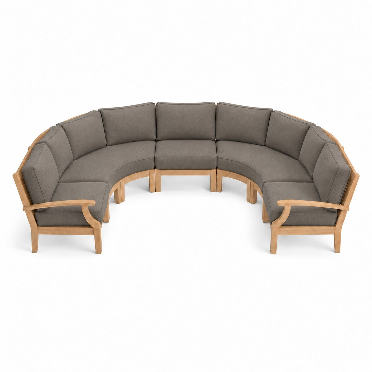 Mila Teak Curve U-Shape Sectional – 5 Piece in Sunbrella 40432 Cast Shale | Jr's Patio San Diego
