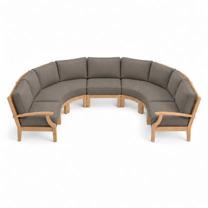 Mila Teak Curve U-Shape Sectional – 5 Piece in Sunbrella 40432 Cast Shale | Jr's Patio San Diego