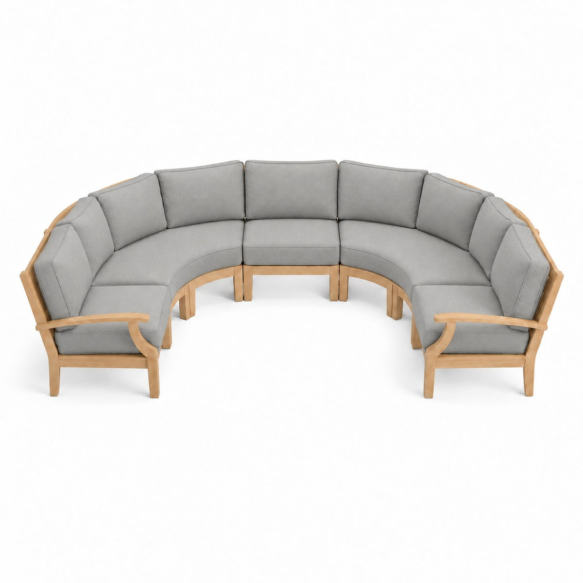 Mila Teak Curve U-Shape Sectional – 5 Piece in Sunbrella 5402 Canvas Granite | Jr's Patio San Diego