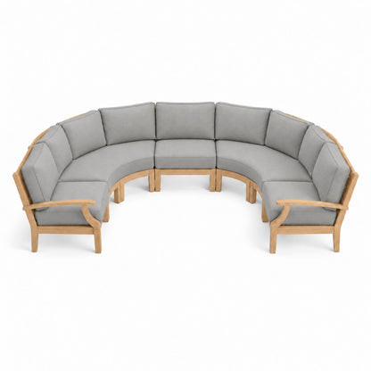 Mila Teak Curve U-Shape Sectional – 5 Piece in Sunbrella 5402 Canvas Granite | Jr's Patio San Diego