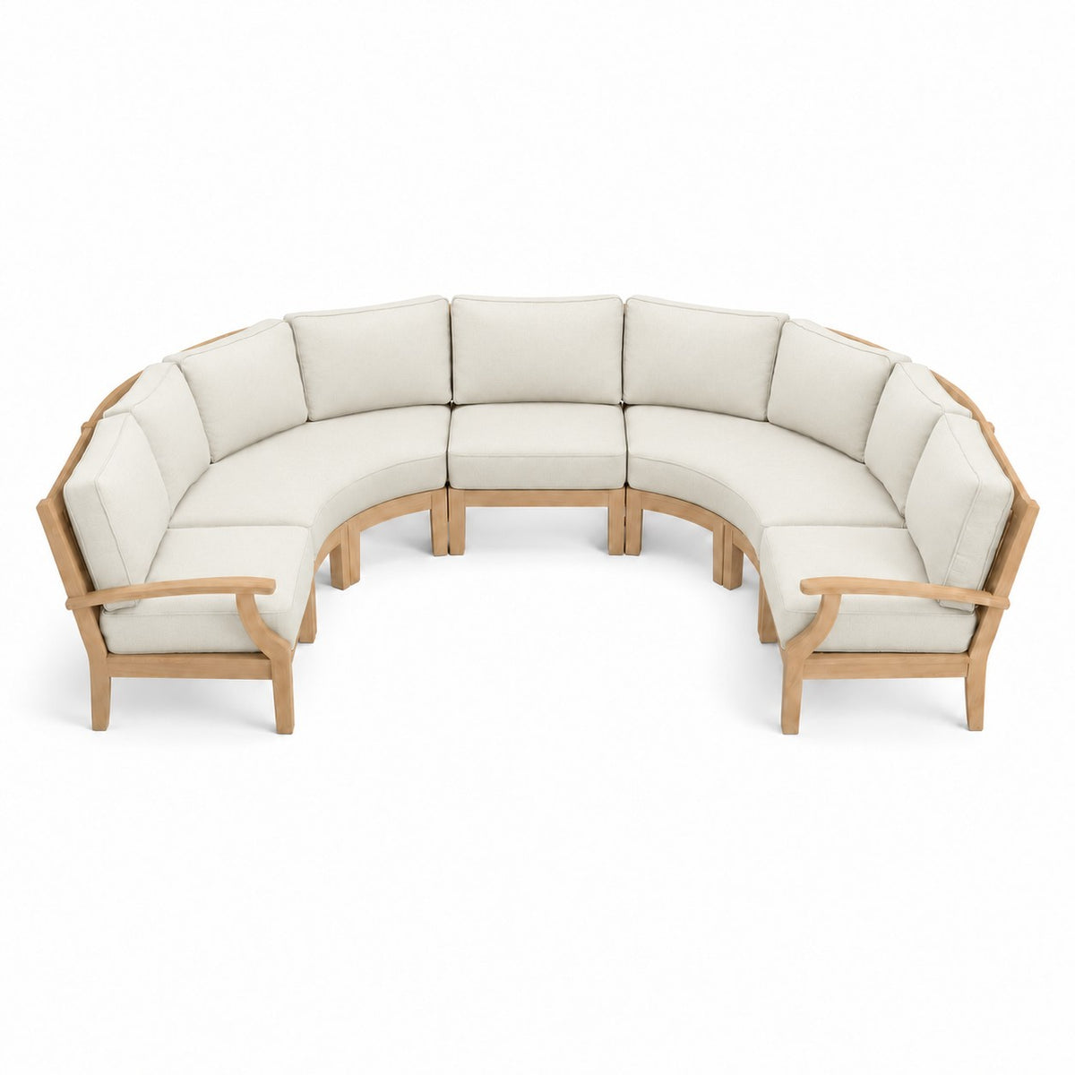 Mila Teak Curve U-Shape Sectional – 5 Piece in Sunbrella 5453 Canvas Canvas | Jr's Patio San Diego