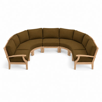 Mila Teak Curve U-Shape Sectional – 5 Piece in Sunbrella 5488 Canvas Teak | Jr's Patio San Diego