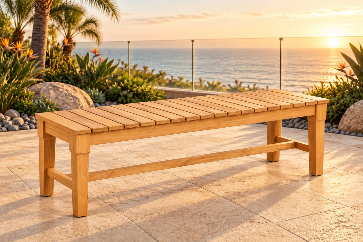 Mila Teak Dining Bench - Lifestyle - Jrs Patio San Diego