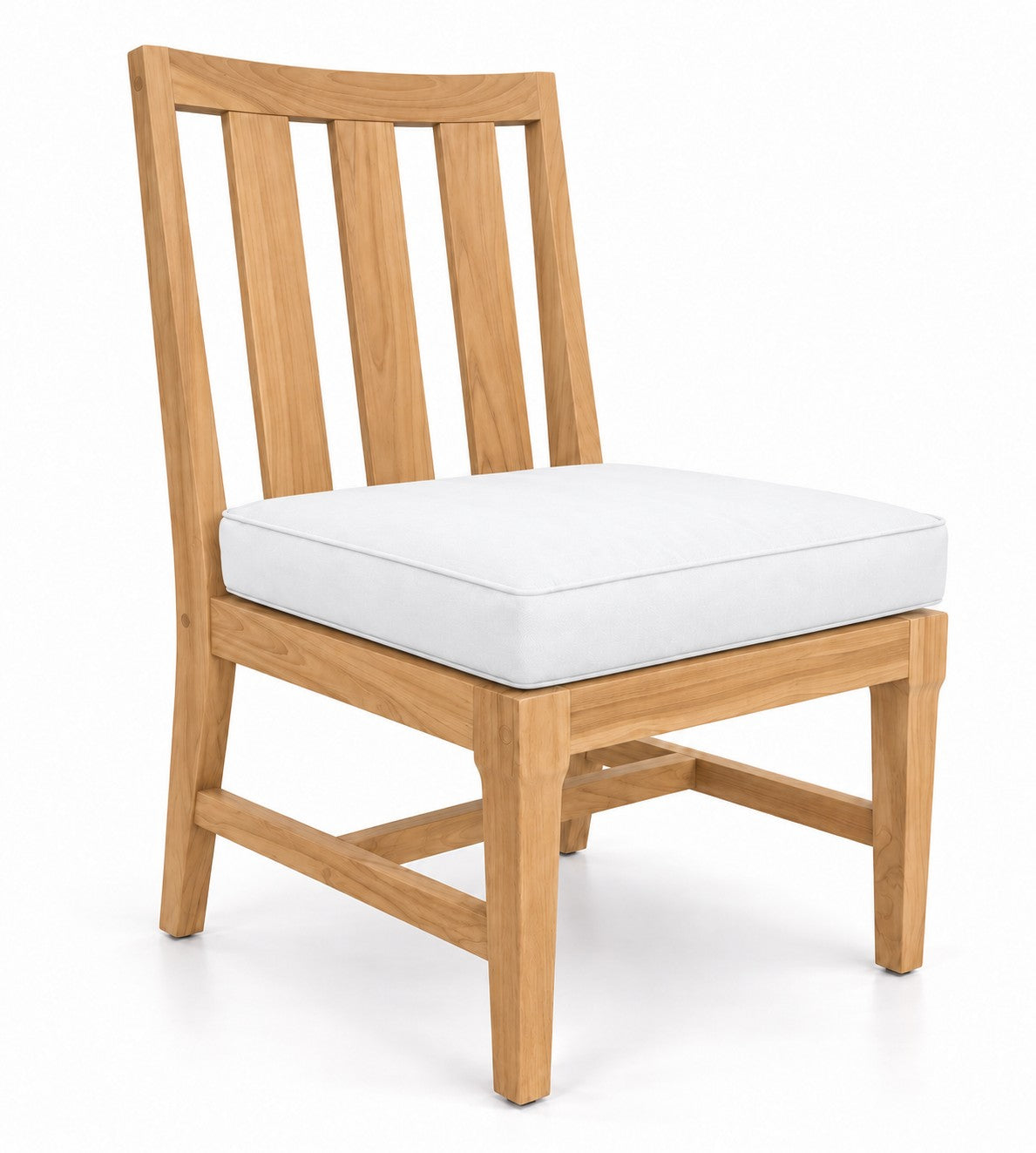 Mila Teak Dining Chair in Olefin White | Jr's Patio San Diego