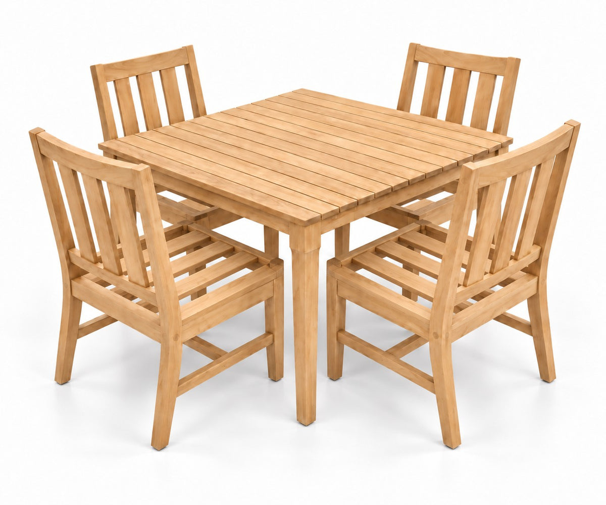 Mila Teak Dining Set – 5 Piece – solid teak frames without cushions | Jr's Patio San Diego