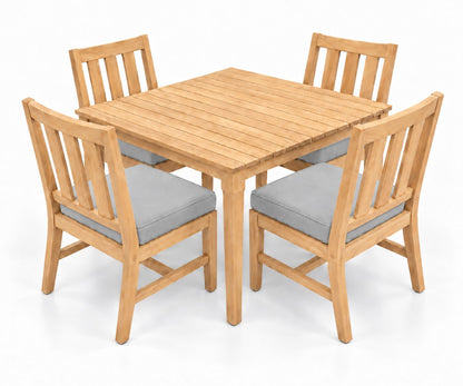 Mila Teak Dining Set – 5 Piece in Sunbrella 5402 Canvas Granite | Jr's Patio San Diego