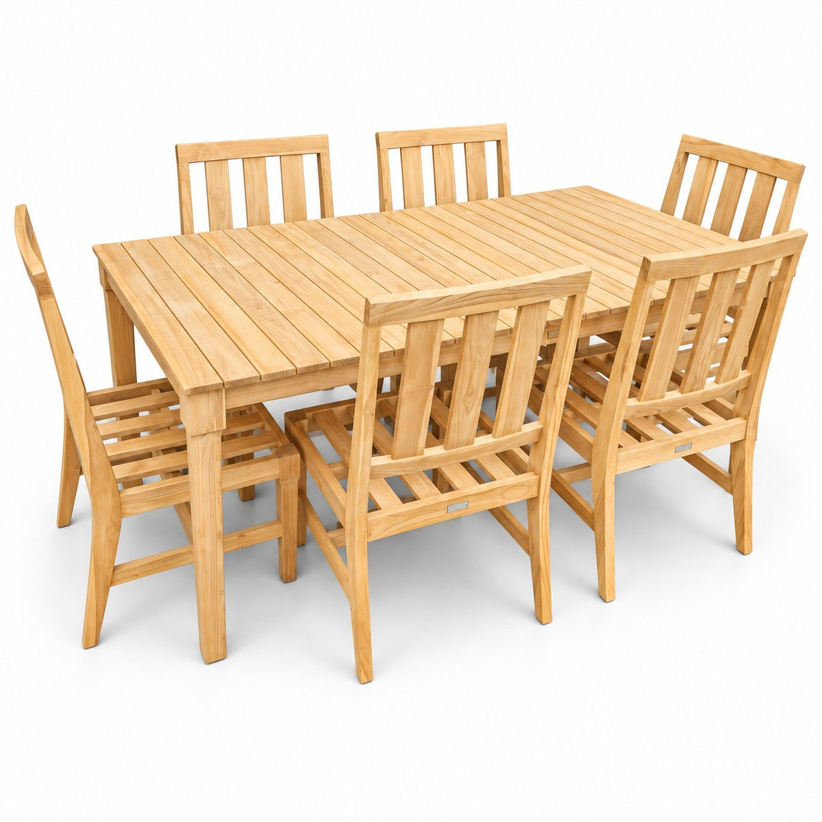Mila Teak Dining Set – 7 Piece – solid teak frames without cushions | Jr's Patio San Diego