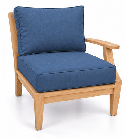 Mila Teak Left-Arm Sectional Chair in Sunbrella 48080 Spectrum Indigo | Jr's Patio San Diego