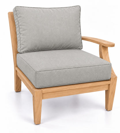 Mila Teak Left-Arm Sectional Chair in Sunbrella 5402 Canvas Granite | Jr's Patio San Diego