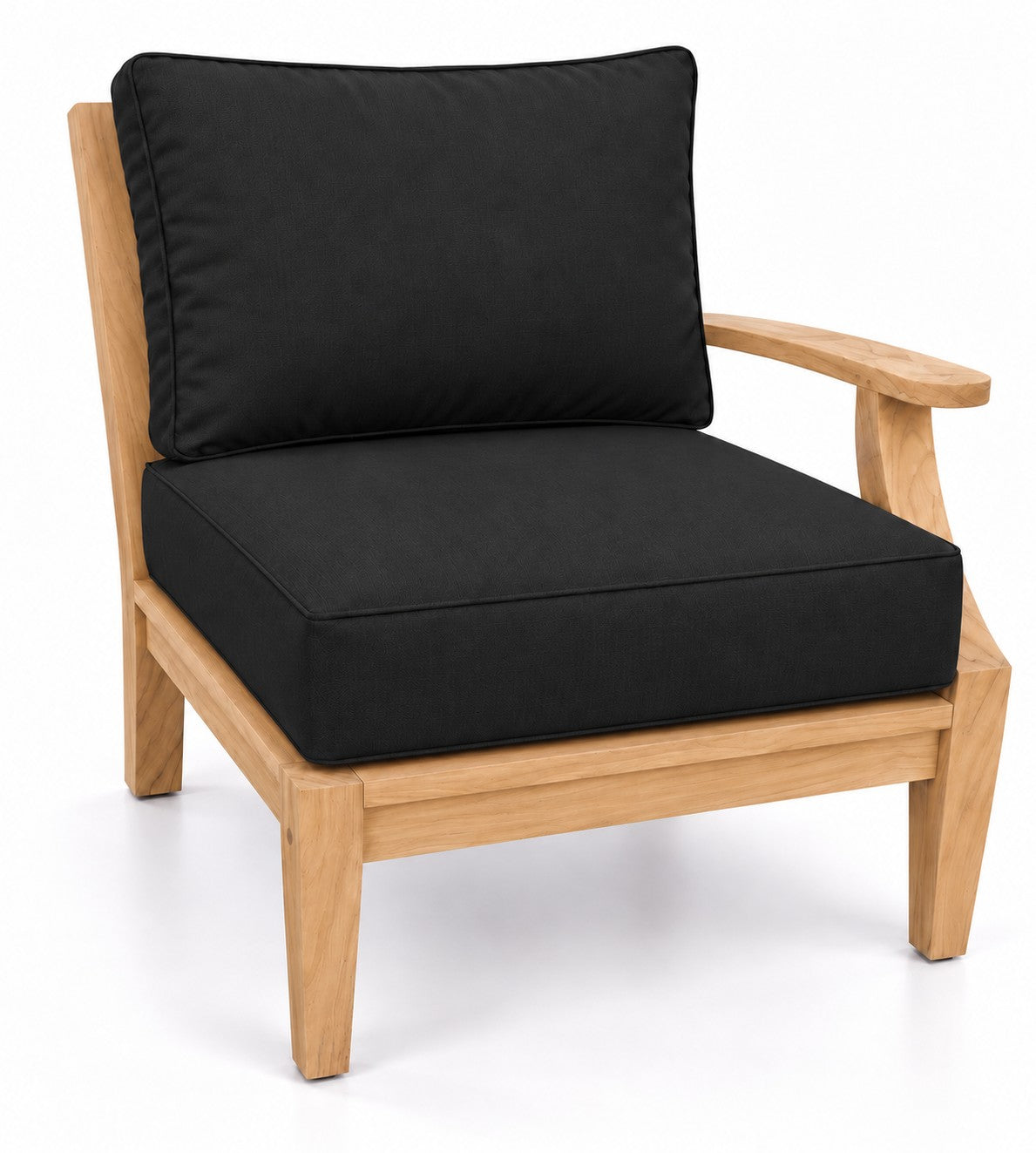 Mila Teak Left-Arm Sectional Chair in Sunbrella 5408 Canvas Black | Jr's Patio San Diego