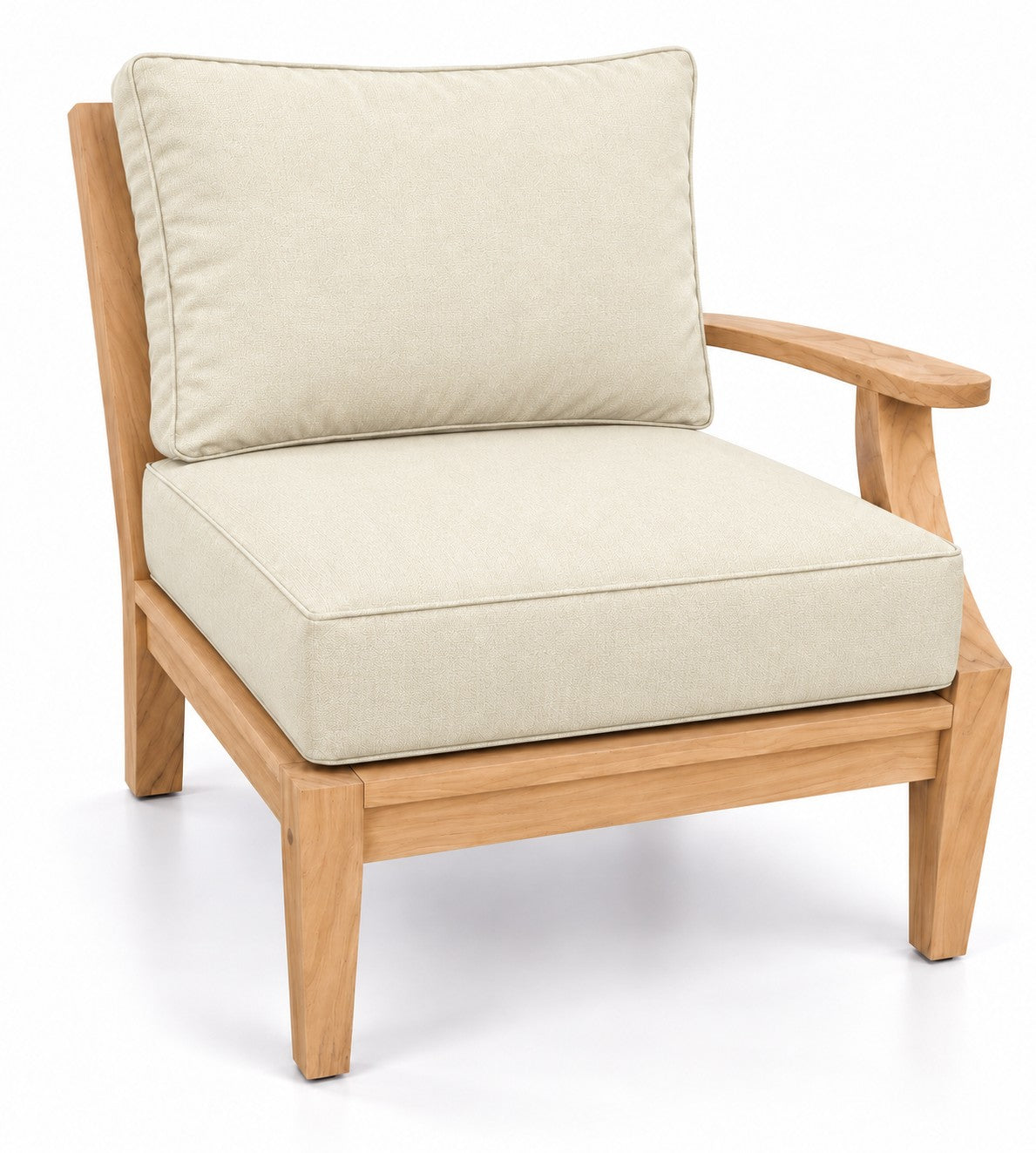 Mila Teak Left-Arm Sectional Chair in Sunbrella 5453 Canvas Canvas | Jr's Patio San Diego