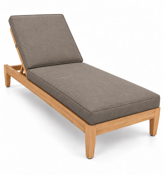 Mila Teak Lounger in Sunbrella 40432 Cast Shale | Jr's Patio San Diego